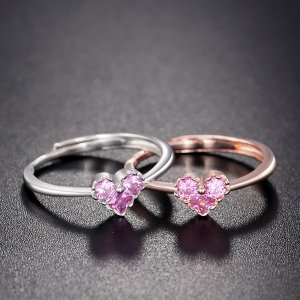 Love Heart Birthstone Silver Ring